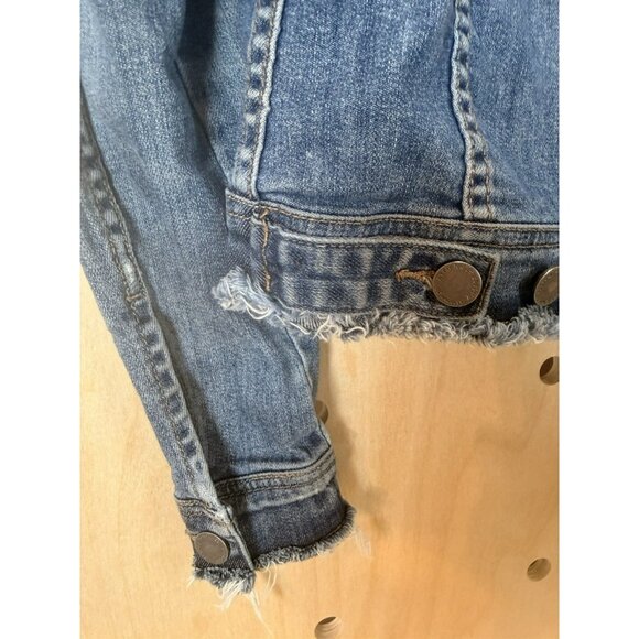 Articles Of Society Distressed Denim Jacket Size Small Raw Hem Blue Jean - Picture 12 of 15